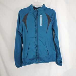 Athleta Jacket Womens Size M Green Prevail Running Athletic Full Zip Reflective